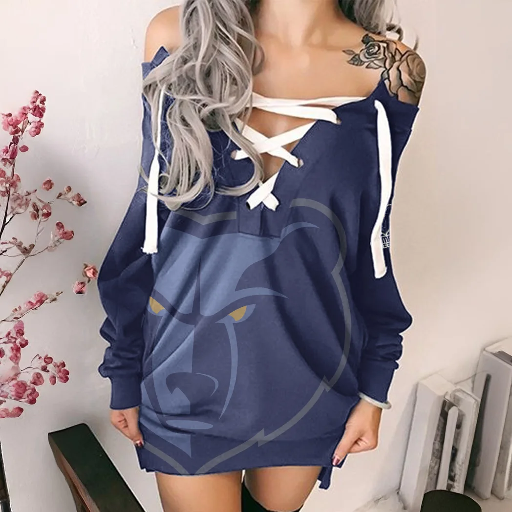 Loyal Supporter Squad Lace-Up Sweatshirt For Women, Sporty Chic Hoodie Dress HVN1278