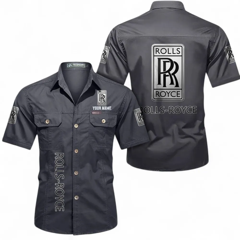 Luxury Performance Auto Cotton Short Sleeve Shirt, Custom Name CAR392 - Gray