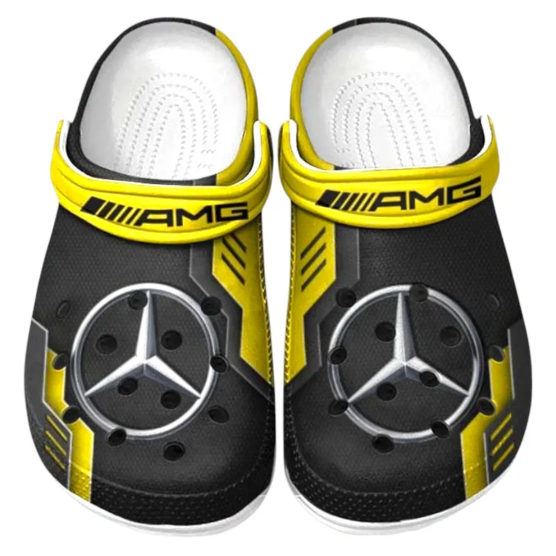 Luxury Sports Sedan Culture Clog, Stylish All Over Print Lightweight Shoes for Auto Fans and Streetwear Style CAR185 - Yellow