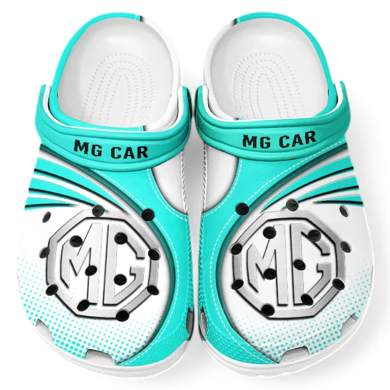 Luxury Sports Sedan Lover’s All Over Print Clog, Slip-On Shoes for Daily Comfort and Garage Style CAR181 - Cyan