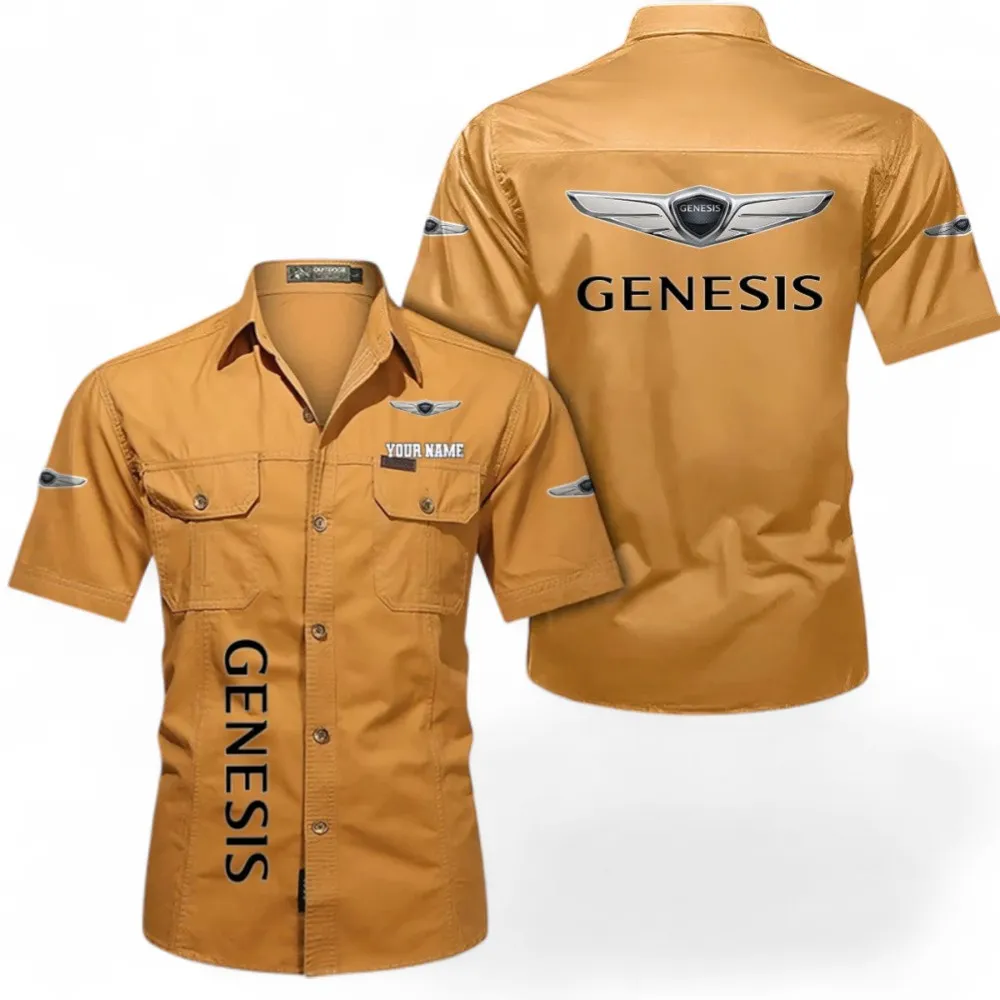 Luxury Touring Car Cotton Short Sleeved Shirt, Custom Name CAR392 - Turmeric
