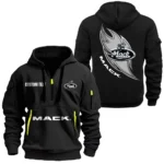 Hoodie Half Zipper Exclusive Logo Gift For Road-Ready Truck Enthusiasts CAR170 - Black
