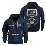 Hoodie Half Zipper Exclusive Logo Gift For Big Rig Enthusiasts CAR166 - Navy