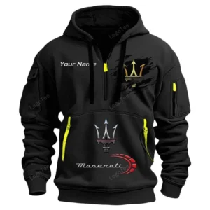 Hoodie Half Zipper Exclusive Logo Gift For Utility Vehicle Enthusiasts CAR113 - Black
