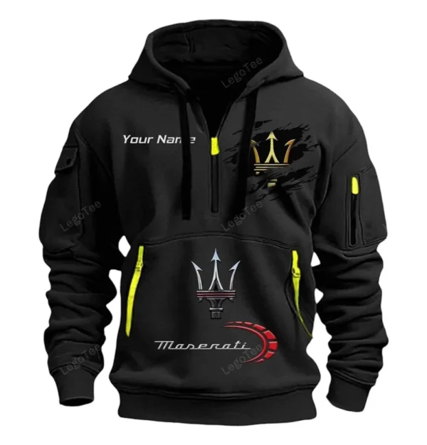 Hoodie Half Zipper Exclusive Logo Gift For Utility Vehicle Enthusiasts CAR113 - Black