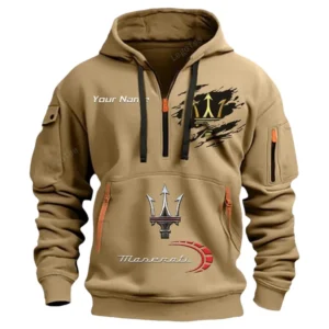 Hoodie Half Zipper Exclusive Logo Gift For Off-Road SUV Enthusiasts CAR113 - Khaki
