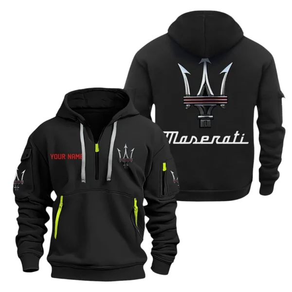 Hoodie Half Zipper Exclusive Logo Gift For Sports Auto Enthusiasts CAR200 - Black