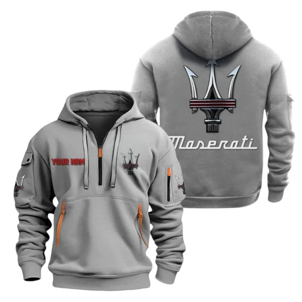 Hoodie Half Zipper Exclusive Logo Gift For Grand Tourer Enthusiasts CAR200 - Gray