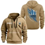 Hoodie Half Zipper Exclusive Logo Gift For Sports Auto Enthusiasts CAR170 - Khaki