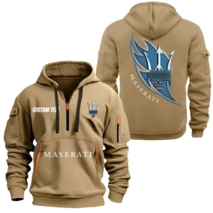 Hoodie Half Zipper Exclusive Logo Gift For Sports Auto Enthusiasts CAR170 - Khaki