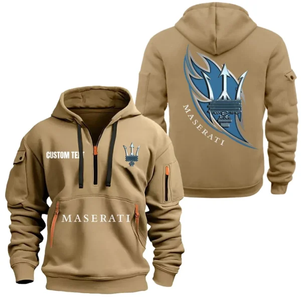 Hoodie Half Zipper Exclusive Logo Gift For Sports Auto Enthusiasts CAR170 - Khaki