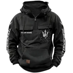 Premium Sports Sedan Tactical Quarter Zip Hoodie, Exclusive Logo Hoodie For Car Enthusiasts CAR164 - Black