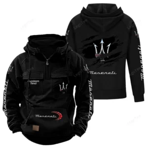 Sports Car Tactical Quarter Zip Hoodie, Exclusive Logo Hoodie For Car Enthusiasts CAR122 - Black