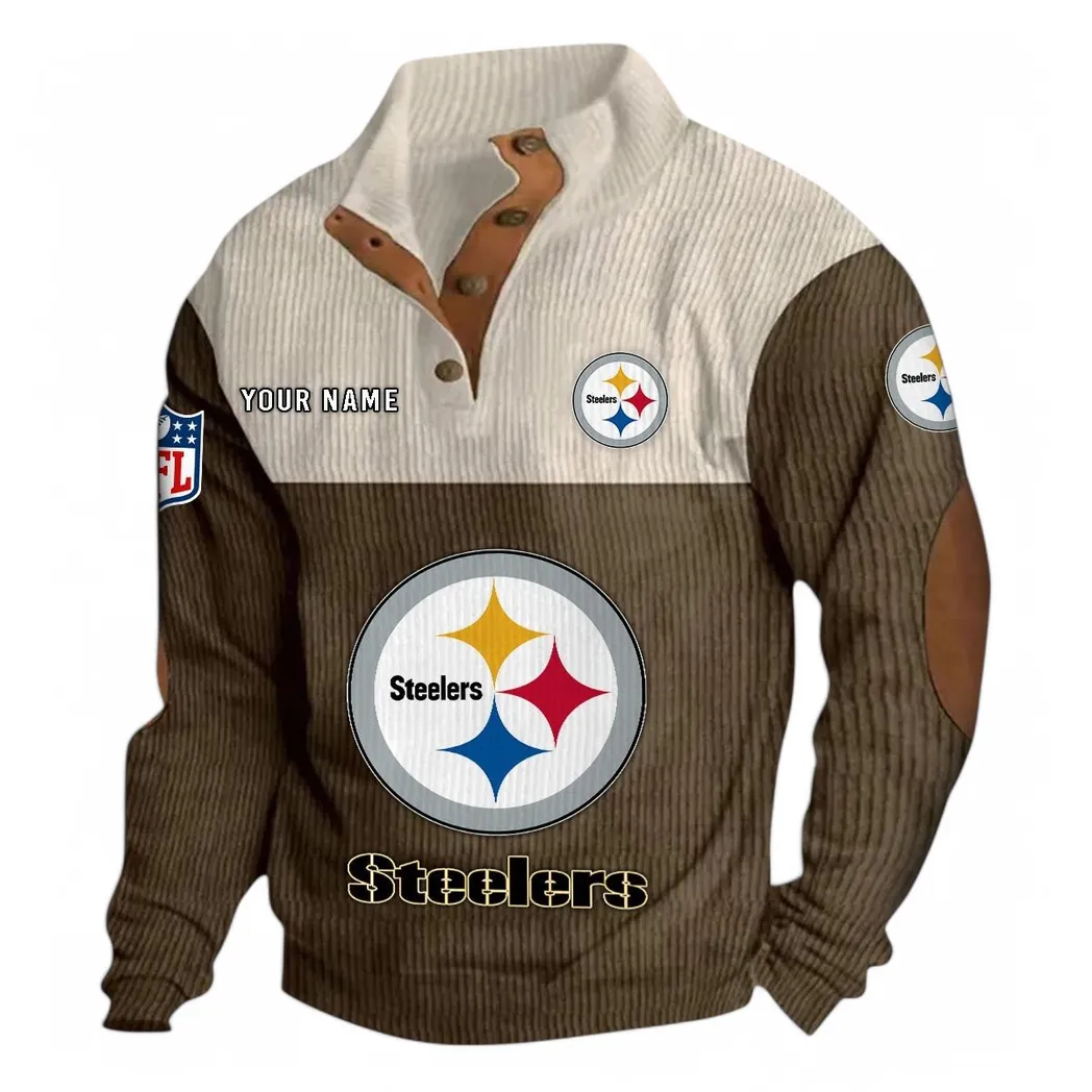 Match Day Squad Men's Stand Up Collar Base Shirt, Sporty Fan Sweatshirt NFL850 - Brown