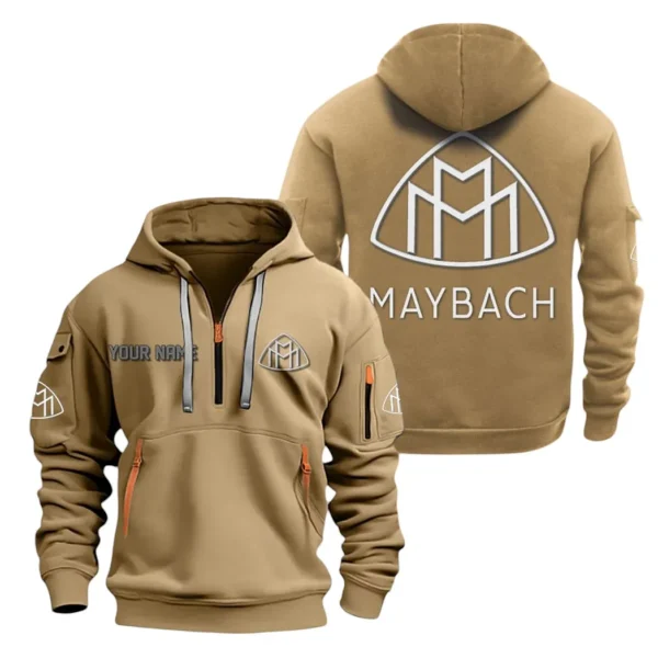 Hoodie Half Zipper Exclusive Logo Gift For Chauffeur Vehicle Enthusiasts CAR200 - Khaki