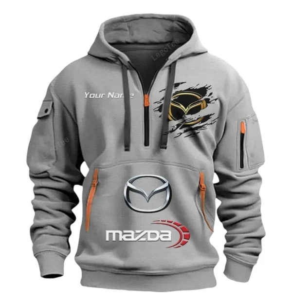 Hoodie Half Zipper Exclusive Logo Gift For Urban Auto Enthusiasts CAR113 - Gray