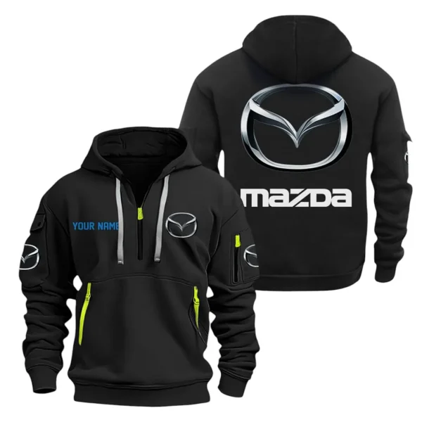 Hoodie Half Zipper Exclusive Logo Gift For Urban Auto Enthusiasts CAR200 - Black