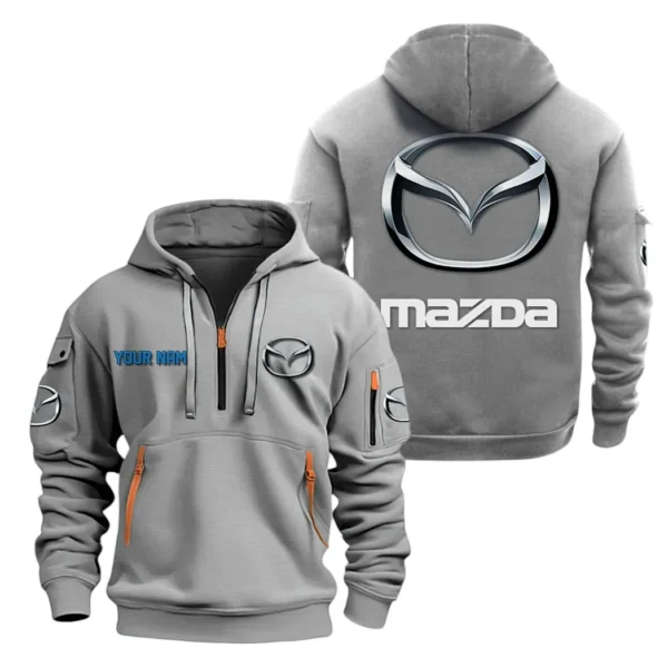 Roadster Ride Hoodie Half Zipper, All Over Print Hoodie Gift For Roadster Ride Enthusiasts CAR200 - Gray