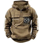 Everyday Vehicle Tactical Quarter Zip Hoodie, Exclusive Logo Hoodie For Car Enthusiasts CAR164 - Khaki