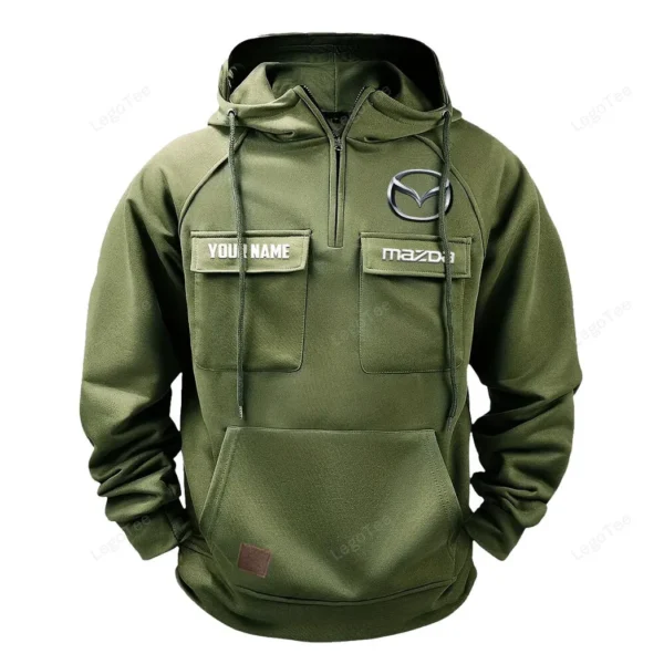 Roadster Tactical Quarter Zip Hoodie, Exclusive Logo Hoodie For Car Enthusiasts CAR109 - Army Green