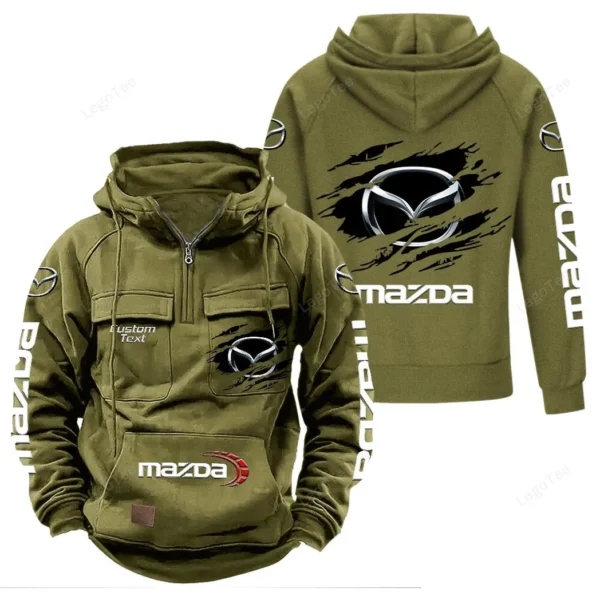 Compact Car Tactical Quarter Zip Hoodie, Exclusive Logo Hoodie For Car Enthusiasts CAR122 - Army Green