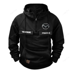 Mid-Size Sedan Tactical Quarter Zip Hoodie, Exclusive Logo Hoodie For Car Enthusiasts CAR109 - Black