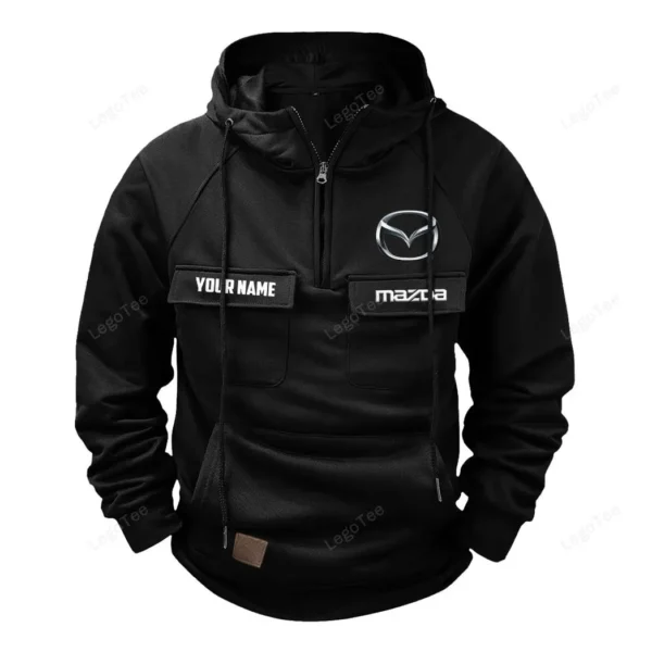 Mid-Size Sedan Tactical Quarter Zip Hoodie, Exclusive Logo Hoodie For Car Enthusiasts CAR109 - Black