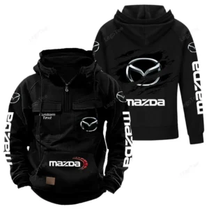 Sport Hatchback Tactical Quarter Zip Hoodie, Exclusive Logo Hoodie For Car Enthusiasts CAR122 - Black