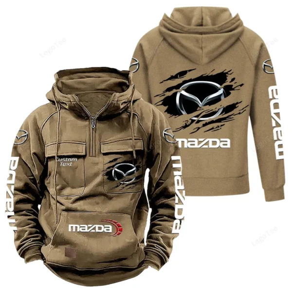 Crossover SUV Tactical Quarter Zip Hoodie, Exclusive Logo Hoodie For Car Enthusiasts CAR122 - Khaki