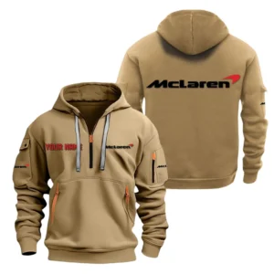 Auto Track Monster Hoodie Half Zipper, All Over Print Hoodie Gift For Auto Track Monster Enthusiasts CAR200 - Khaki