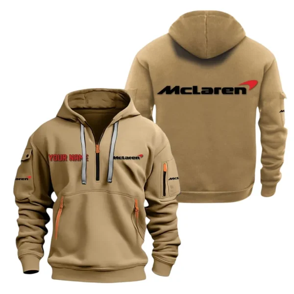 Auto Track Monster Hoodie Half Zipper, All Over Print Hoodie Gift For Auto Track Monster Enthusiasts CAR200 - Khaki