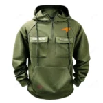 Grand Touring Sports Car Tactical Quarter Zip Hoodie, Exclusive Logo Hoodie For Car Enthusiasts CAR109 - Army Green