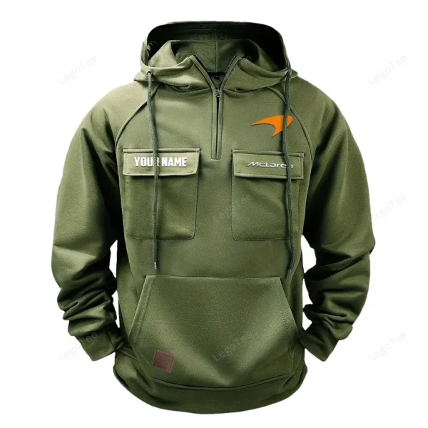 Grand Touring Sports Car Tactical Quarter Zip Hoodie, Exclusive Logo Hoodie For Car Enthusiasts CAR109 - Army Green