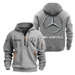Hoodie Half Zipper Exclusive Logo Gift For Performance Sedan Enthusiasts CAR200 - Gray