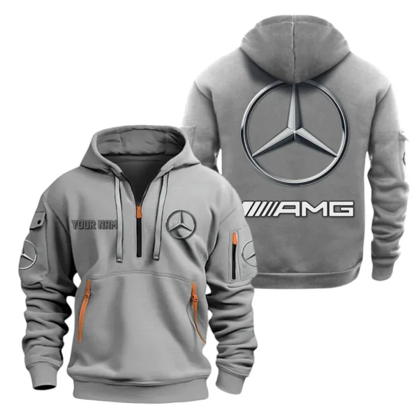Hoodie Half Zipper Exclusive Logo Gift For Performance Sedan Enthusiasts CAR200 - Gray
