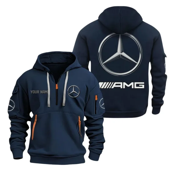Hoodie Half Zipper Exclusive Logo Gift For Racing Edition Car Enthusiasts CAR200 - Navy