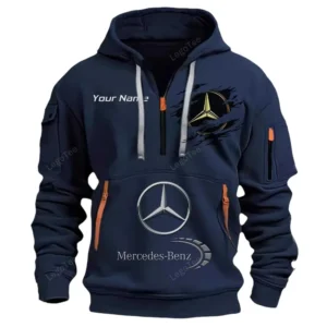 Hoodie Half Zipper Exclusive Logo Gift For High-End Coupe Auto Enthusiasts CAR113 - Navy