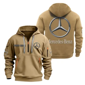 Premium Auto Hoodie Half Zipper, All Over Print Hoodie Gift For Premium Auto Enthusiasts CAR200 - Khaki