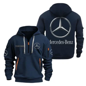 Hoodie Half Zipper Exclusive Logo Gift For Luxury Ride Enthusiasts CAR200 - Navy