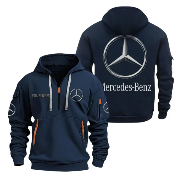 Hoodie Half Zipper Exclusive Logo Gift For Luxury Ride Enthusiasts CAR200 - Navy