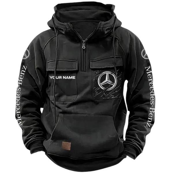Luxury Touring Car Tactical Quarter Zip Hoodie, Exclusive Logo Hoodie For Car Enthusiasts CAR164 - Black
