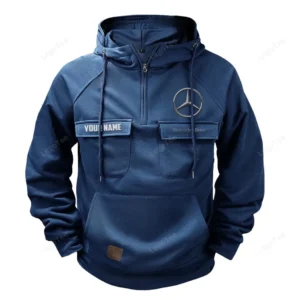 Prestige Sedan Tactical Quarter Zip Hoodie, Exclusive Logo Hoodie For Car Enthusiasts CAR109 - Dark Blue