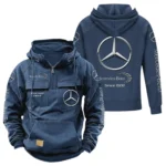 Luxury Car Tactical Quarter Zip Hoodie, Exclusive Logo Hoodie For Car Enthusiasts CAR960 - Dark Blue