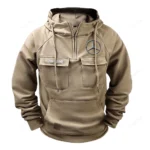 Luxury Touring Car Tactical Quarter Zip Hoodie, Exclusive Logo Hoodie For Car Enthusiasts CAR109 - Khaki
