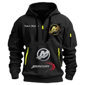 Hoodie Half Zipper Exclusive Logo Gift For Ocean Engine Enthusiasts CAR113 - Black