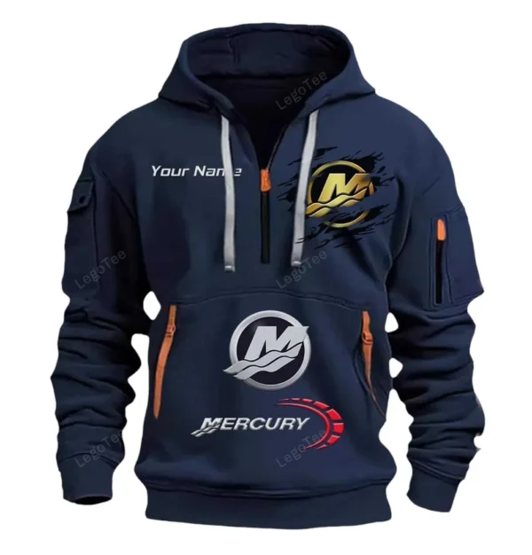 Hoodie Half Zipper Exclusive Logo Gift For Aquatic Motor Enthusiasts CAR113 - Navy