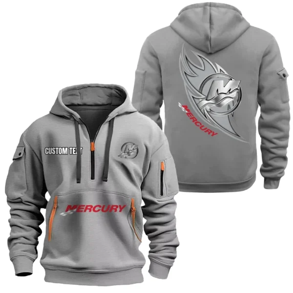 Hoodie Half Zipper Exclusive Logo Gift For Watercraft Motor Enthusiasts CAR170 - Gray