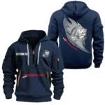 Outboard Drive Hoodie Half Zipper, All Over Print Hoodie Gift For Outboard Drive Enthusiasts CAR170 - Navy