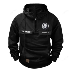Ocean Engine Tactical Quarter Zip Hoodie, Exclusive Logo Hoodie For Car Enthusiasts CAR109 - Black