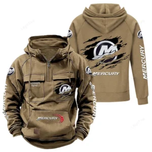 Nautical Propulsion Tactical Quarter Zip Hoodie, Exclusive Logo Hoodie For Car Enthusiasts CAR122 - Khaki